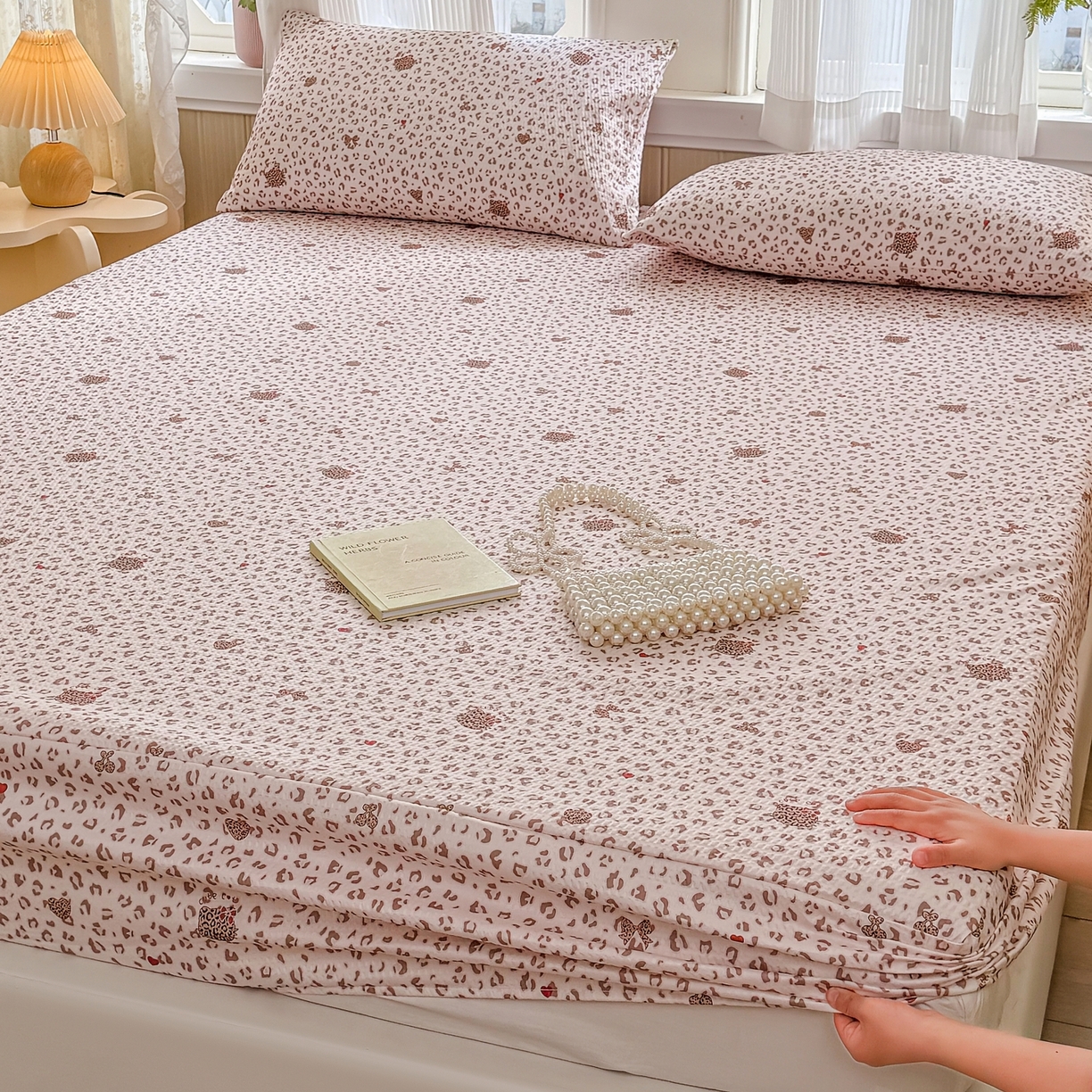 91家纺网 家纺一手货源 找家纺 鹿辉家居（原吉欧力） 2026新款3D立体压泡床笠三件套 豹纹猫咪