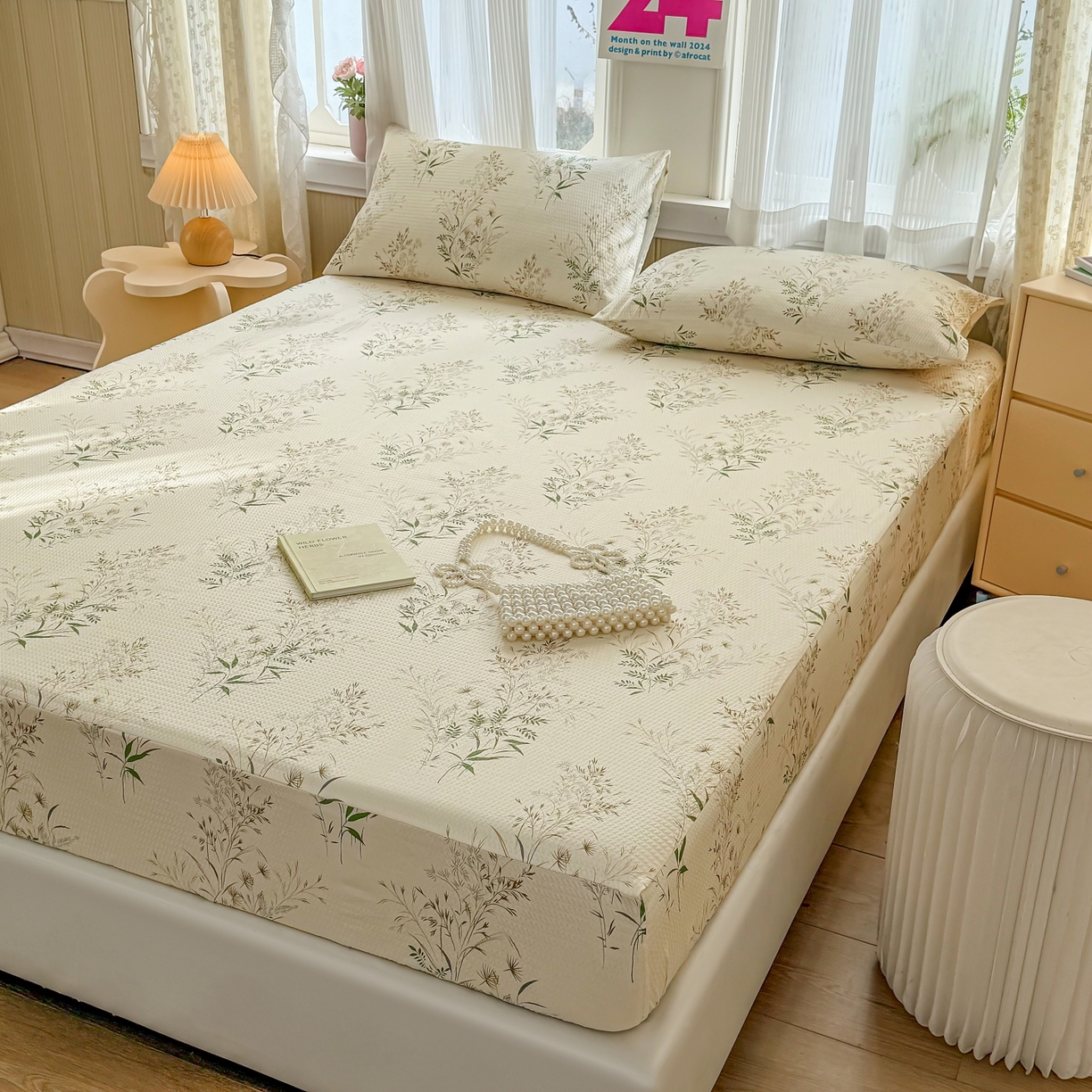 91家纺网 家纺一手货源 找家纺 鹿辉家居（原吉欧力） 2026新款3D立体压泡床笠三件套 花枝飞舞