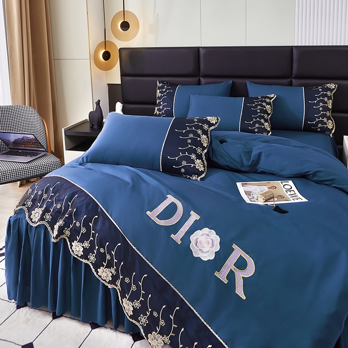 91家纺网 家纺一手货源 找家纺 （总）沐珩家纺 2026新款亲肤磨毛蕾丝刺绣床裙四件套-蒂欧系列