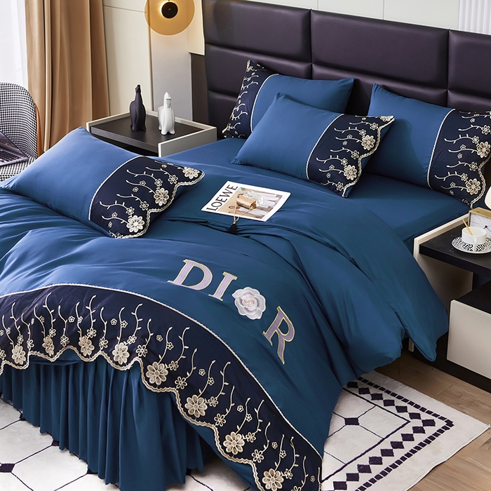 91家纺网 家纺一手货源 找家纺 （总）沐珩家纺 2026新款亲肤磨毛蕾丝刺绣床裙四件套-蒂欧系列