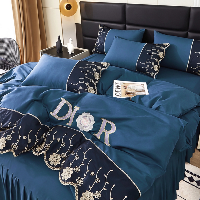 91家纺网 家纺一手货源 找家纺 （总）沐珩家纺 2026新款亲肤磨毛蕾丝刺绣床裙四件套-蒂欧系列