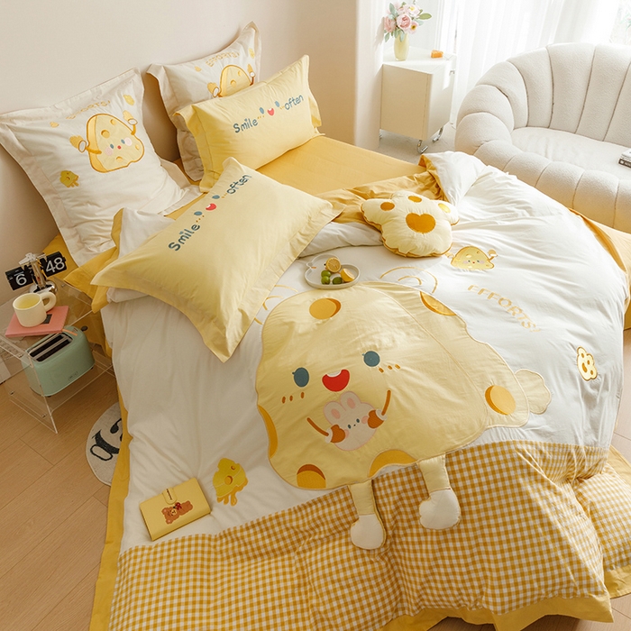 91家纺网 家纺一手货源 找家纺 （总）绒梦里 2026新款A类全棉水洗棉卡通贴布绣套件三四件套