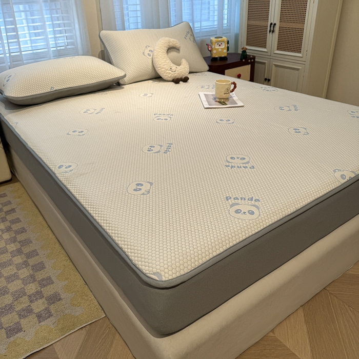 91家纺网 家纺一手货源 找家纺 凯罗 2026春夏凉豆豆小红书爆款A类乙纶PE凉豆豆床笠款可水洗床笠 盼盼乐园-蓝