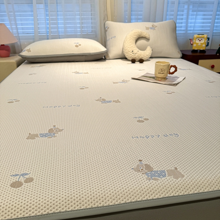 91家纺网 家纺一手货源 找家纺 凯罗 2026春夏凉豆豆小红书爆款A类乙纶PE凉豆豆床笠款可水洗床笠 小萌狗