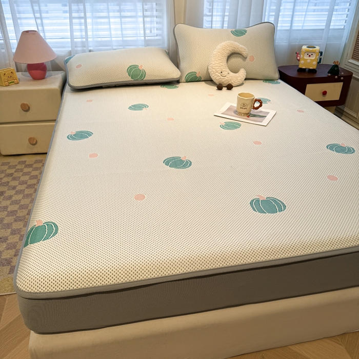 91家纺网 家纺一手货源 找家纺 凯罗 2026春夏凉豆豆小红书爆款A类乙纶PE凉豆豆床笠款可水洗床笠 小南瓜-绿