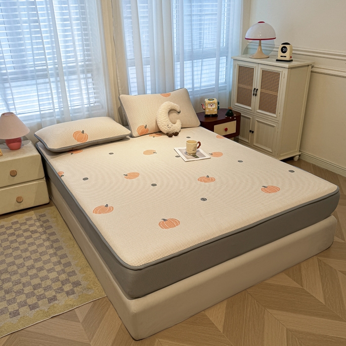 91家纺网 家纺一手货源 找家纺 凯罗 2026春夏凉豆豆小红书爆款A类乙纶PE凉豆豆床笠款可水洗床笠 小南瓜-桔