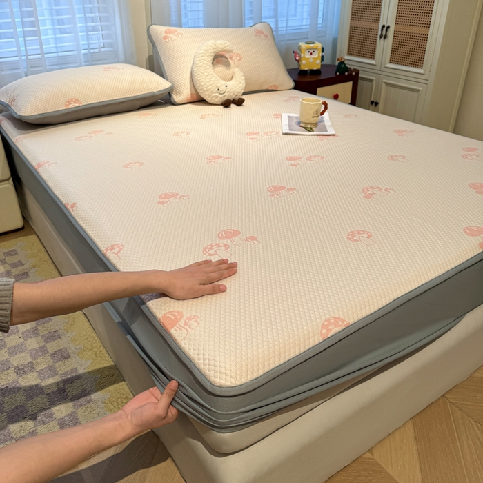 凯罗 2026春夏凉豆豆小红书爆款A类乙纶PE凉豆豆床笠款可水洗床笠 蘑菇屋-粉