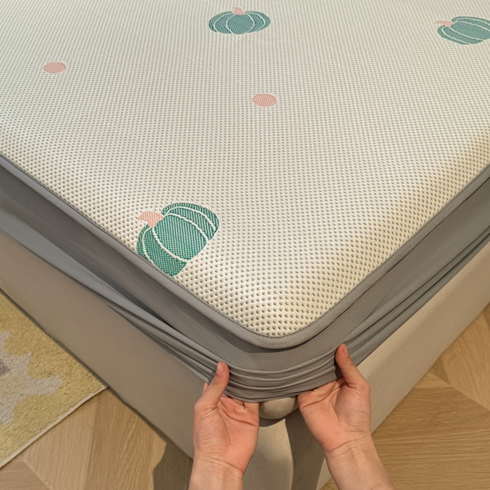 91家纺网 家纺一手货源 找家纺 凯罗 2026春夏凉豆豆小红书爆款A类乙纶PE凉豆豆床笠款可水洗床笠 小南瓜-绿