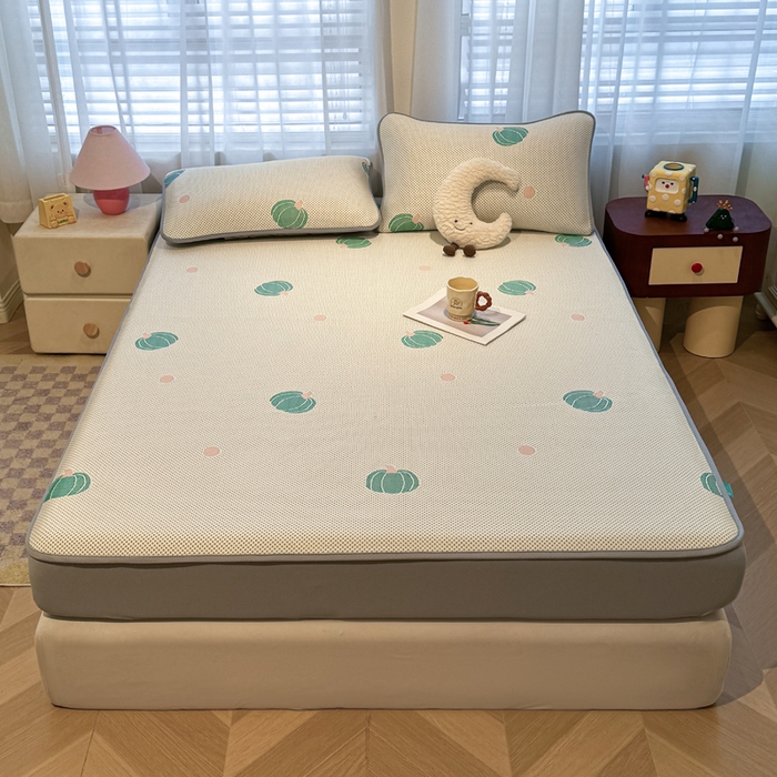 91家纺网 家纺一手货源 找家纺 凯罗 2026春夏凉豆豆小红书爆款A类乙纶PE凉豆豆床笠款可水洗床笠 小南瓜-绿