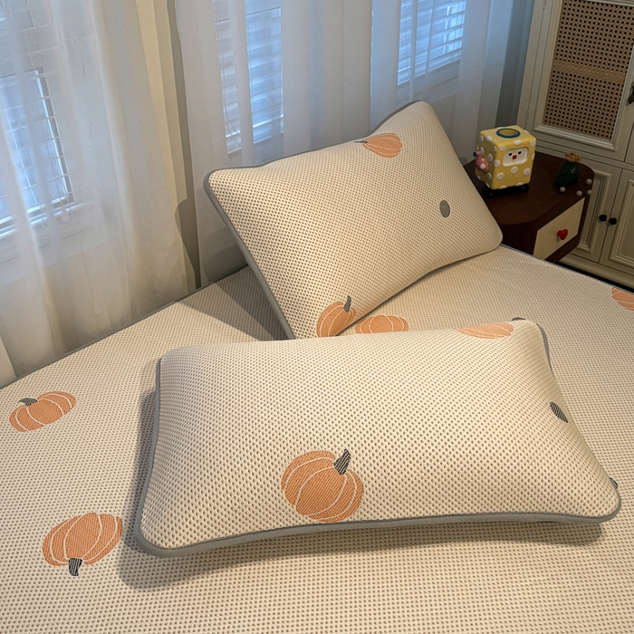 91家纺网 家纺一手货源 找家纺 凯罗 2026春夏凉豆豆小红书爆款A类乙纶PE凉豆豆床笠款可水洗床笠 小南瓜-桔