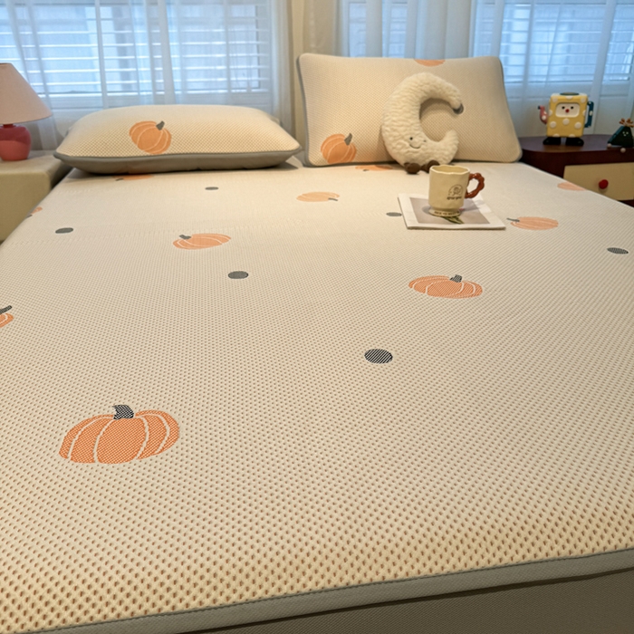 91家纺网 家纺一手货源 找家纺 凯罗 2026春夏凉豆豆小红书爆款A类乙纶PE凉豆豆床笠款可水洗床笠 小南瓜-桔