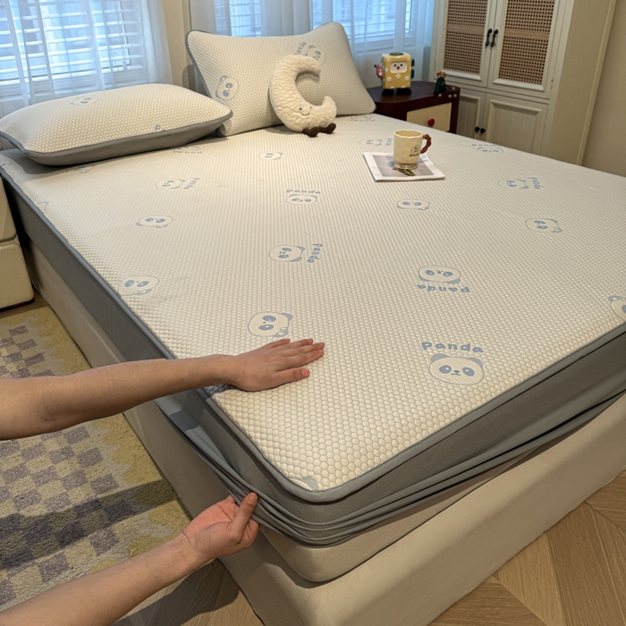 凯罗 2026春夏凉豆豆小红书爆款A类乙纶PE凉豆豆床笠款可水洗床笠 盼盼乐园-蓝