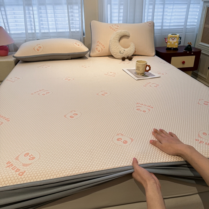 91家纺网 家纺一手货源 找家纺 凯罗 2026春夏凉豆豆小红书爆款A类乙纶PE凉豆豆床笠款可水洗床笠 盼盼乐园-粉