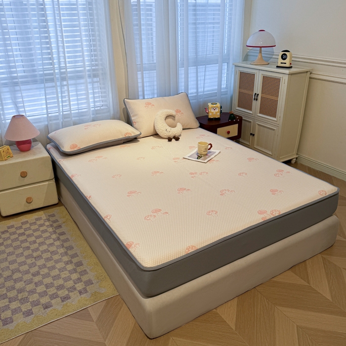 91家纺网 家纺一手货源 找家纺 凯罗 2026春夏凉豆豆小红书爆款A类乙纶PE凉豆豆床笠款可水洗床笠 蘑菇屋-粉