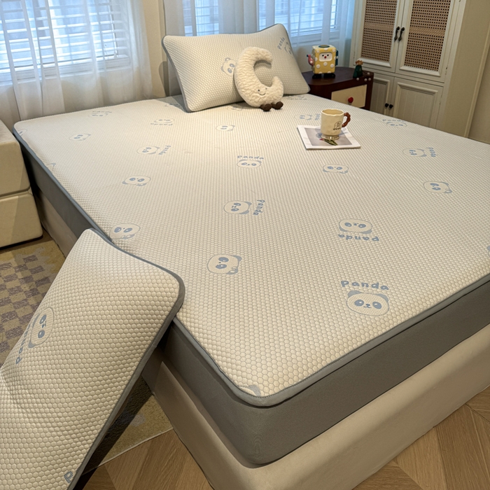 91家纺网 家纺一手货源 找家纺 凯罗 2026春夏凉豆豆小红书爆款A类乙纶PE凉豆豆床笠款可水洗床笠 盼盼乐园-蓝