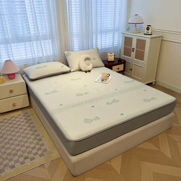 91家纺网 家纺一手货源 找家纺 凯罗 2026春夏凉豆豆小红书爆款A类乙纶PE凉豆豆床笠款可水洗床笠 青苹果乐园