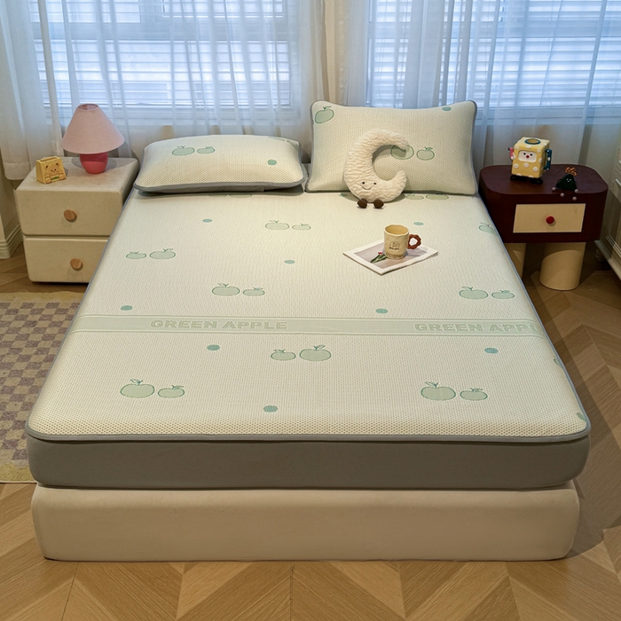 91家纺网 家纺一手货源 找家纺 凯罗 2026春夏凉豆豆小红书爆款A类乙纶PE凉豆豆床笠款可水洗床笠 青苹果乐园