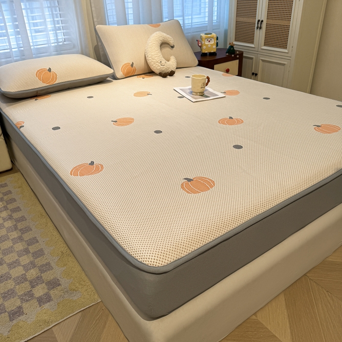 91家纺网 家纺一手货源 找家纺 凯罗 2026春夏凉豆豆小红书爆款A类乙纶PE凉豆豆床笠款可水洗床笠 小南瓜-桔