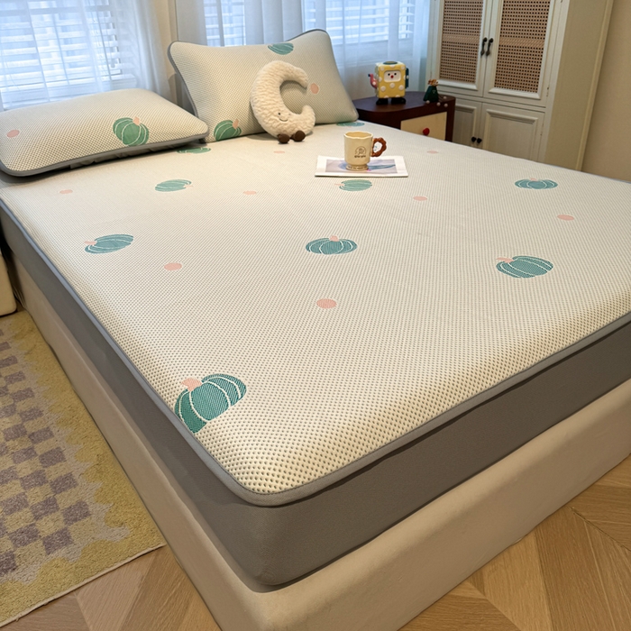 91家纺网 家纺一手货源 找家纺 凯罗 2026春夏凉豆豆小红书爆款A类乙纶PE凉豆豆床笠款可水洗床笠 小南瓜-绿