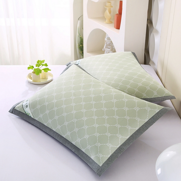 91家纺网 家纺一手货源 找家纺 小牛席业 2026新款PE小玫瑰提花夏凉冰丝枕套凉枕套凉枕套冰丝枕套藤枕套冰藤枕套冰丝枕套竹枕套凉席枕套豆豆 绿色