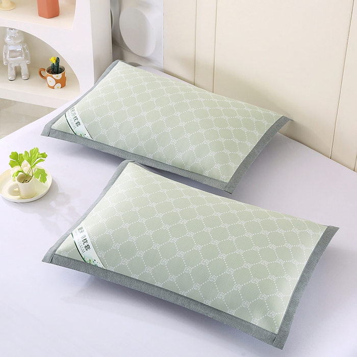 91家纺网 家纺一手货源 找家纺 小牛席业 2026新款PE小玫瑰提花夏凉冰丝枕套凉枕套凉枕套冰丝枕套藤枕套冰藤枕套冰丝枕套竹枕套凉席枕套豆豆 绿色