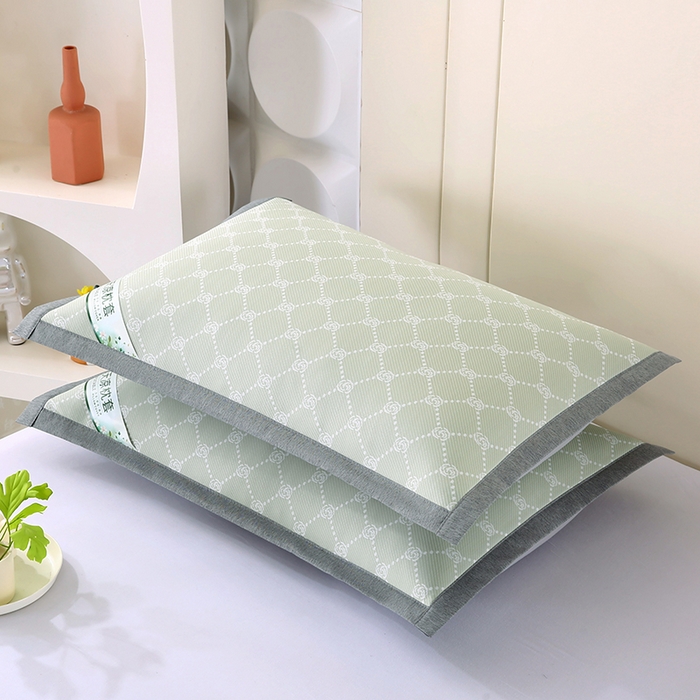 91家纺网 家纺一手货源 找家纺 小牛席业 2026新款PE小玫瑰提花夏凉冰丝枕套凉枕套凉枕套冰丝枕套藤枕套冰藤枕套冰丝枕套竹枕套凉席枕套豆豆 绿色