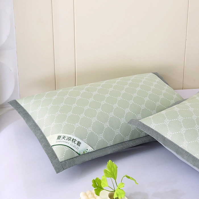 91家纺网 家纺一手货源 找家纺 小牛席业 2026新款PE小玫瑰提花夏凉冰丝枕套凉枕套凉枕套冰丝枕套藤枕套冰藤枕套冰丝枕套竹枕套凉席枕套豆豆 绿色