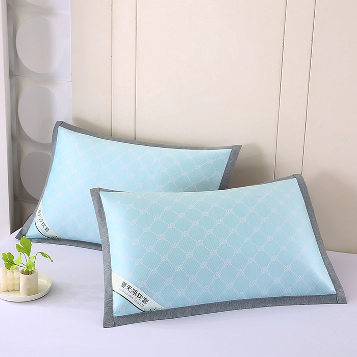 91家纺网 家纺一手货源 找家纺 小牛席业 2026新款PE小玫瑰提花夏凉冰丝枕套凉枕套凉枕套冰丝枕套藤枕套冰藤枕套冰丝枕套竹枕套凉席枕套豆豆 湖蓝