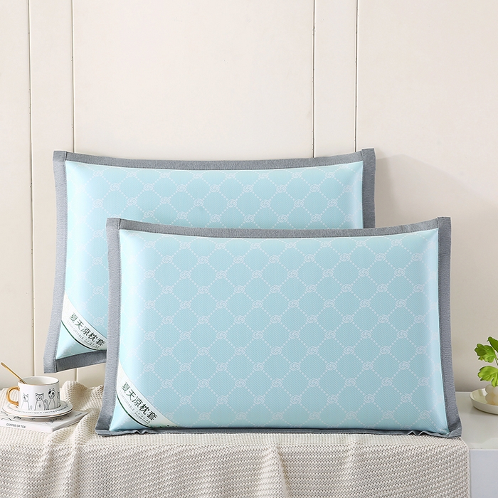 91家纺网 家纺一手货源 找家纺 小牛席业 2026新款PE小玫瑰提花夏凉冰丝枕套凉枕套凉枕套冰丝枕套藤枕套冰藤枕套冰丝枕套竹枕套凉席枕套豆豆 湖蓝