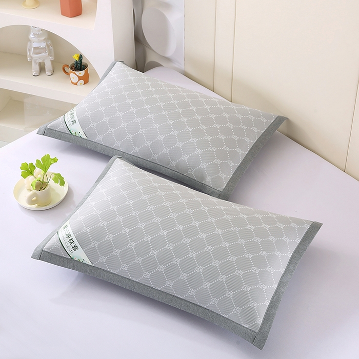 91家纺网 家纺一手货源 找家纺 小牛席业 2026新款PE小玫瑰提花夏凉冰丝枕套凉枕套凉枕套冰丝枕套藤枕套冰藤枕套冰丝枕套竹枕套凉席枕套豆豆 灰色