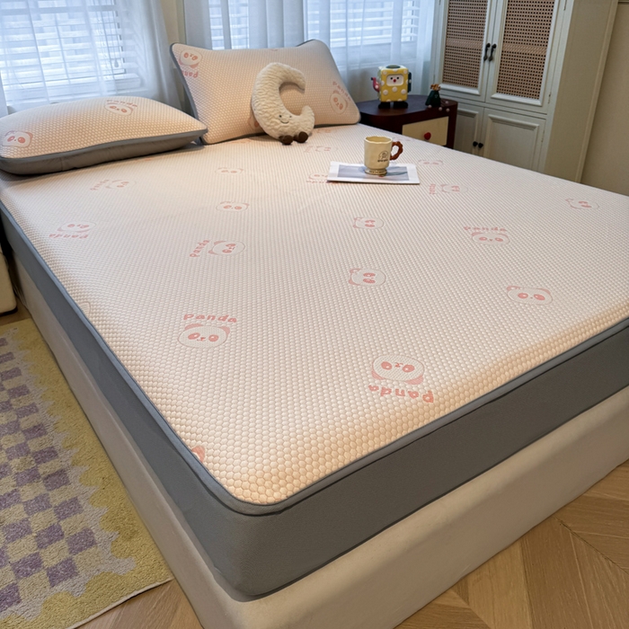 91家纺网 家纺一手货源 找家纺 凯罗 2026春夏凉豆豆小红书爆款A类乙纶PE凉豆豆床笠款可水洗床笠 盼盼乐园-粉