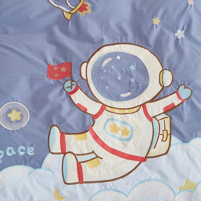 91家纺网 家纺一手货源 找家纺 绒梦里 2026新款A类全棉水洗棉卡通贴布绣套件三四件套 宇航梦