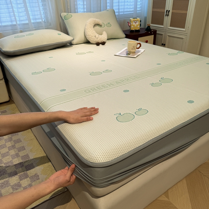 凯罗 2026春夏凉豆豆小红书爆款A类乙纶PE凉豆豆床笠款可水洗床笠 青苹果乐园