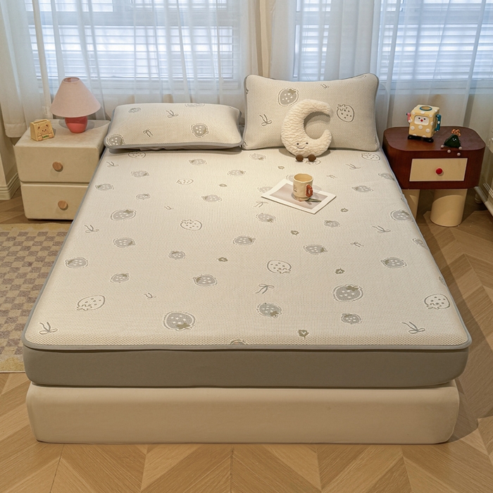 91家纺网 家纺一手货源 找家纺 凯罗 2026春夏凉豆豆小红书爆款A类乙纶PE凉豆豆床笠款可水洗床笠 波点草莓-绿