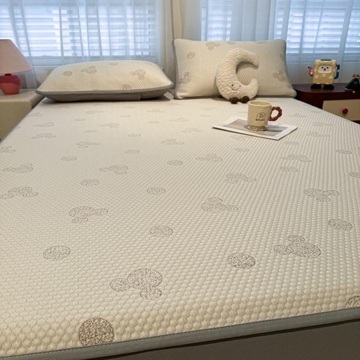 91家纺网 家纺一手货源 找家纺 凯罗 2026春夏凉豆豆小红书爆款A类乙纶PE凉豆豆床笠款可水洗床笠 圆点米奇-咖