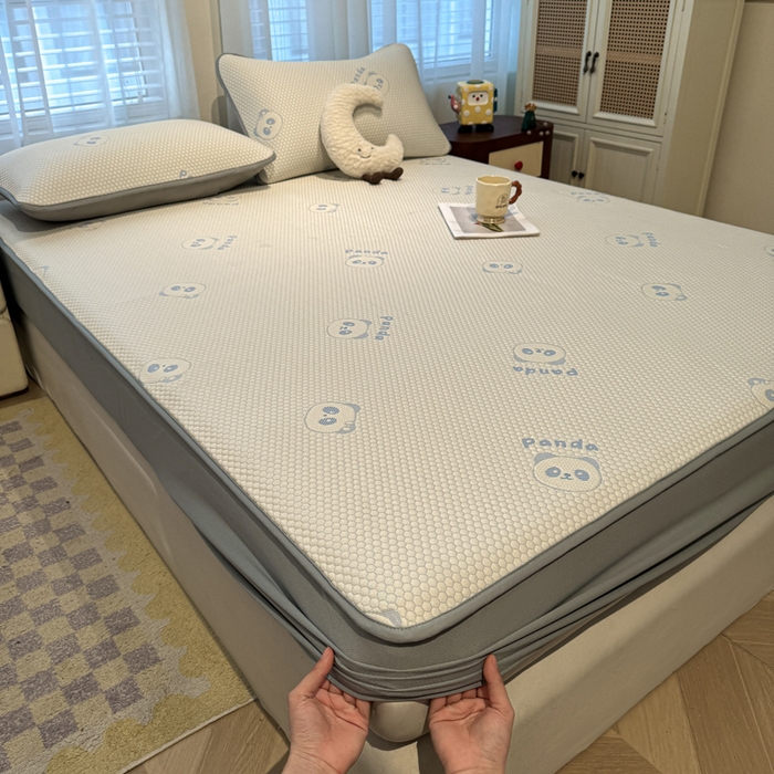 91家纺网 家纺一手货源 找家纺 凯罗 2026春夏凉豆豆小红书爆款A类乙纶PE凉豆豆床笠款可水洗床笠 盼盼乐园-蓝