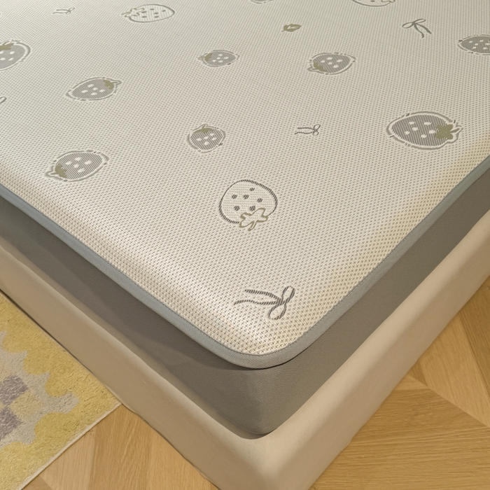 91家纺网 家纺一手货源 找家纺 凯罗 2026春夏凉豆豆小红书爆款A类乙纶PE凉豆豆床笠款可水洗床笠 波点草莓-绿