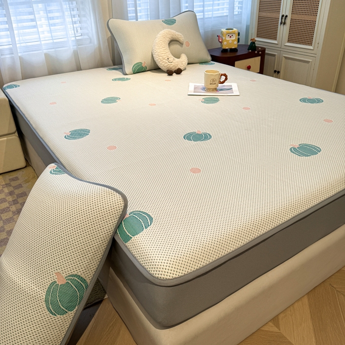 91家纺网 家纺一手货源 找家纺 凯罗 2026春夏凉豆豆小红书爆款A类乙纶PE凉豆豆床笠款可水洗床笠 小南瓜-绿