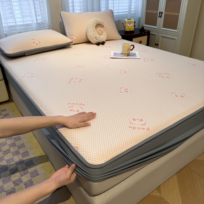 91家纺网 家纺一手货源 找家纺 凯罗 2026春夏凉豆豆小红书爆款A类乙纶PE凉豆豆床笠款可水洗床笠 盼盼乐园-粉