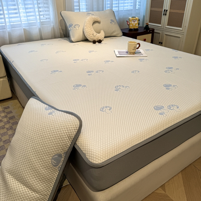 91家纺网 家纺一手货源 找家纺 凯罗 2026春夏凉豆豆小红书爆款A类乙纶PE凉豆豆床笠款可水洗床笠 蘑菇屋-蓝