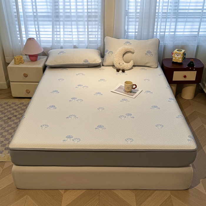 91家纺网 家纺一手货源 找家纺 凯罗 2026春夏凉豆豆小红书爆款A类乙纶PE凉豆豆床笠款可水洗床笠 蘑菇屋-蓝