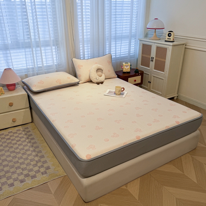 91家纺网 家纺一手货源 找家纺 凯罗 2026春夏凉豆豆小红书爆款A类乙纶PE凉豆豆床笠款可水洗床笠 圆点米奇-粉