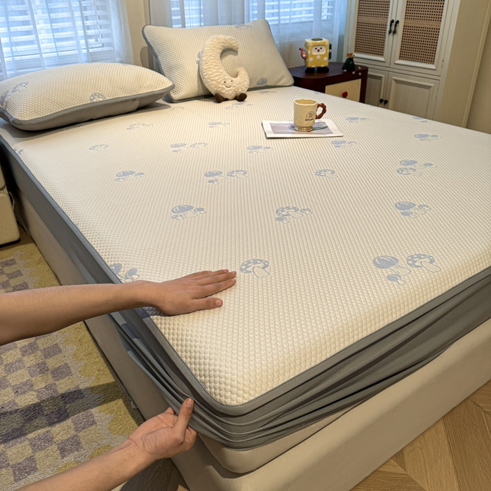 凯罗 2026春夏凉豆豆小红书爆款A类乙纶PE凉豆豆床笠款可水洗床笠 蘑菇屋-蓝