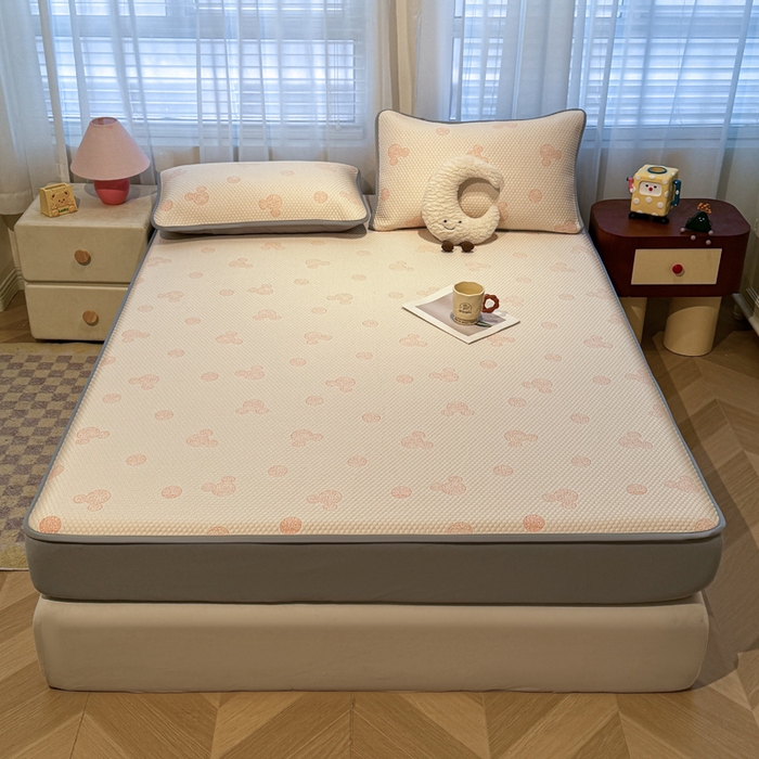 91家纺网 家纺一手货源 找家纺 凯罗 2026春夏凉豆豆小红书爆款A类乙纶PE凉豆豆床笠款可水洗床笠 圆点米奇-粉