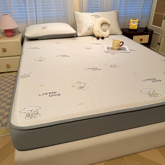 91家纺网 家纺一手货源 找家纺 凯罗 2026春夏凉豆豆小红书爆款A类乙纶PE凉豆豆床笠款可水洗床笠 淘气笨笨狗