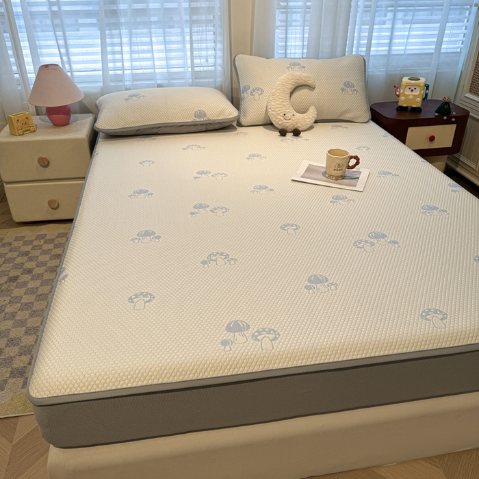 91家纺网 家纺一手货源 找家纺 凯罗 2026春夏凉豆豆小红书爆款A类乙纶PE凉豆豆床笠款可水洗床笠 蘑菇屋-蓝