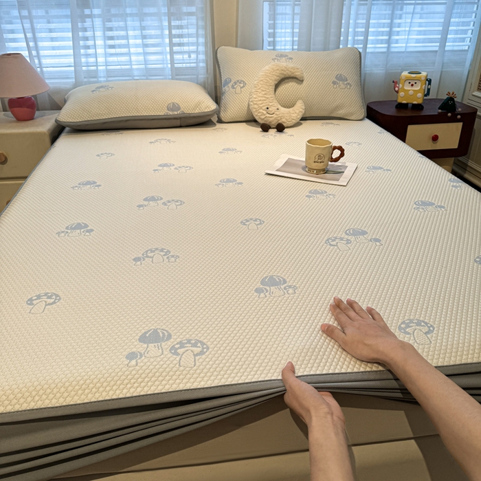 91家纺网 家纺一手货源 找家纺 凯罗 2026春夏凉豆豆小红书爆款A类乙纶PE凉豆豆床笠款可水洗床笠 蘑菇屋-蓝