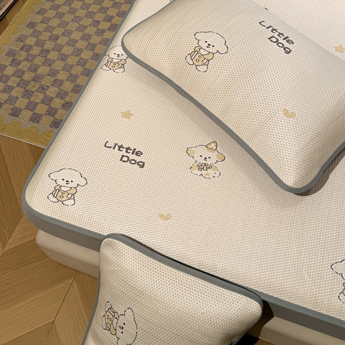 91家纺网 家纺一手货源 找家纺 凯罗 2026春夏凉豆豆小红书爆款A类乙纶PE凉豆豆床笠款可水洗床笠 淘气笨笨狗