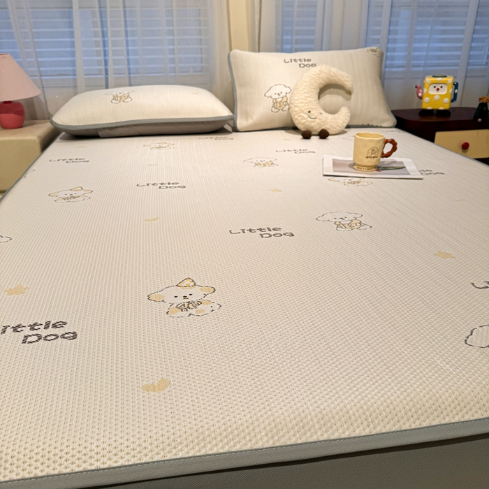 91家纺网 家纺一手货源 找家纺 凯罗 2026春夏凉豆豆小红书爆款A类乙纶PE凉豆豆床笠款可水洗床笠 淘气笨笨狗