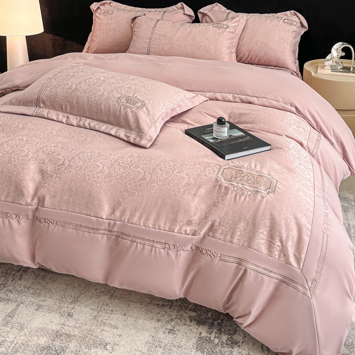 91家纺网 家纺一手货源 找家纺 （总）金牛座家纺 2026新款贡缎提花亲肤棉大拼角刺绣四件套-欧诺